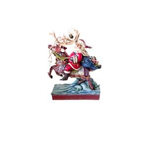 Jim Shores Next Stop The Rooftop - Santa Riding Reindeer